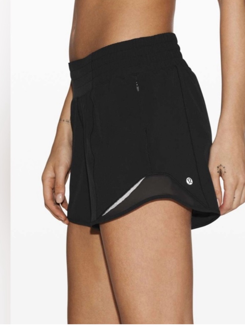 lululemon athletica Black Athletic Shorts with Mesh Trim
Size 6 
4”